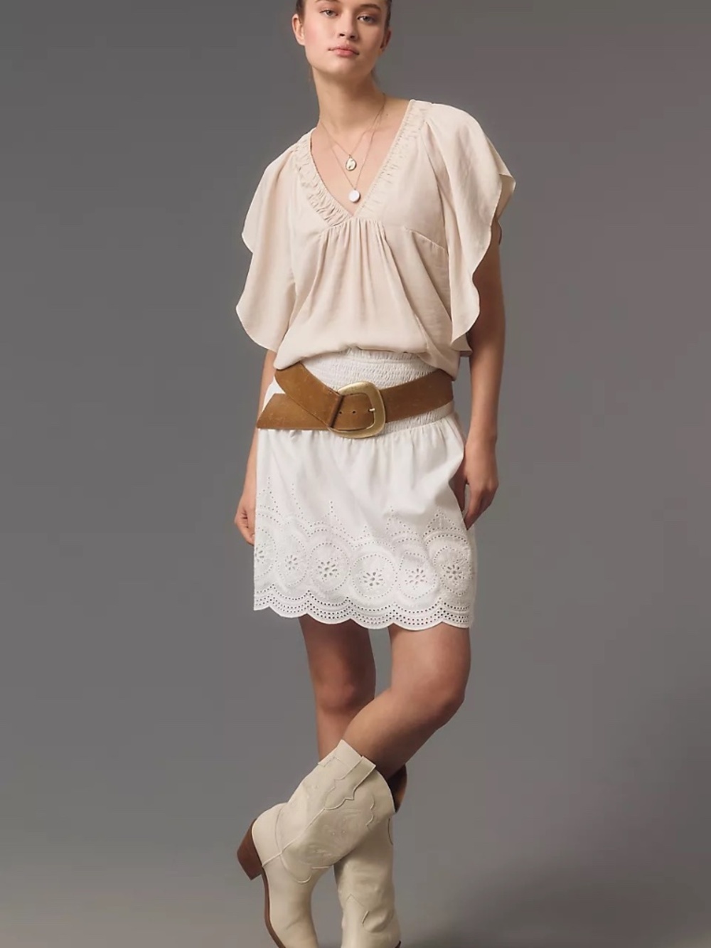 NWT Anthropologie Flutter-Sleeve Gathered Top Small - Picture 3 of 4